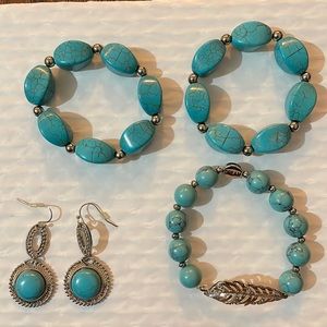 Opal earrings and bracelets